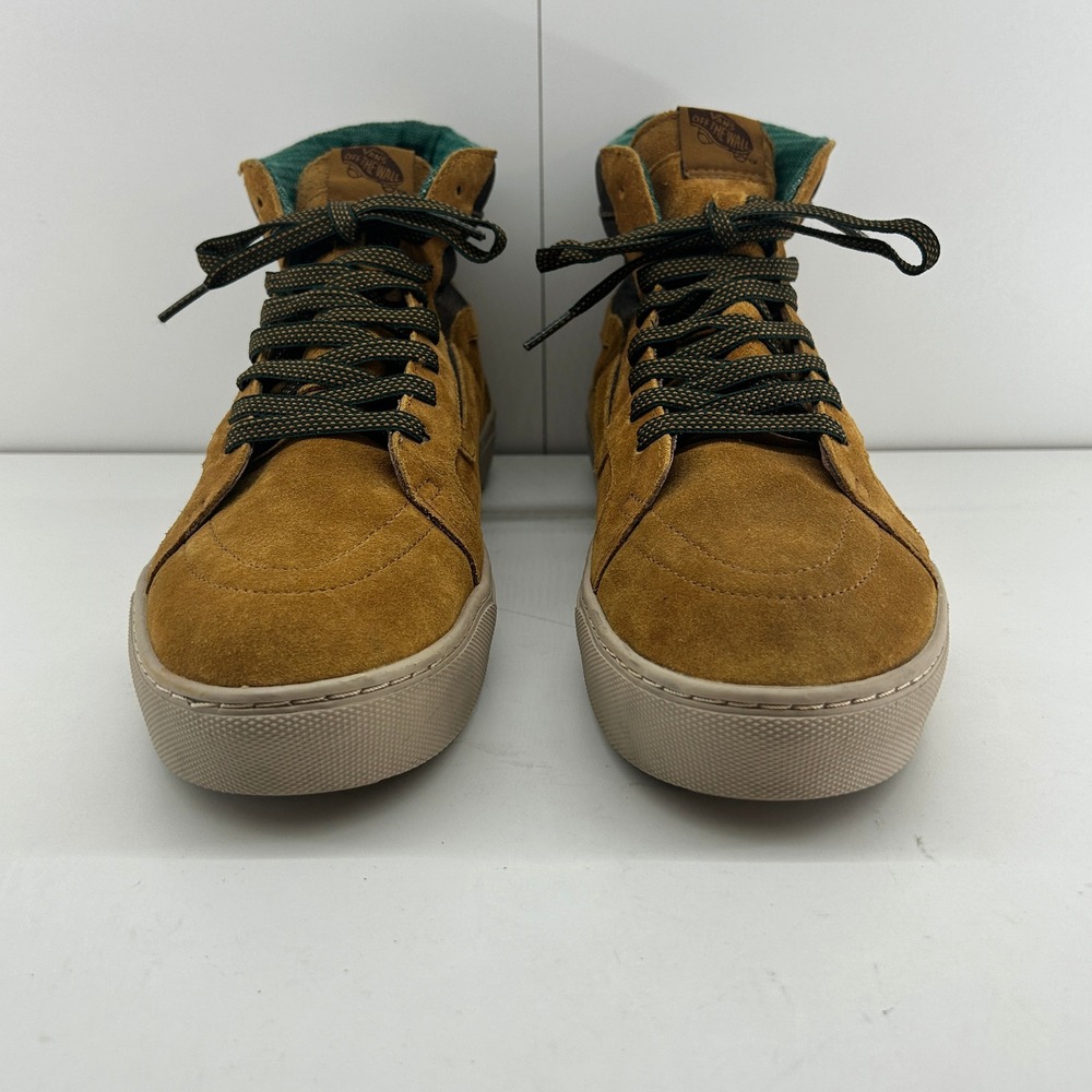 Vans Brown Suede High-Top Sneakers with Green Lining - Picture 2 of 9